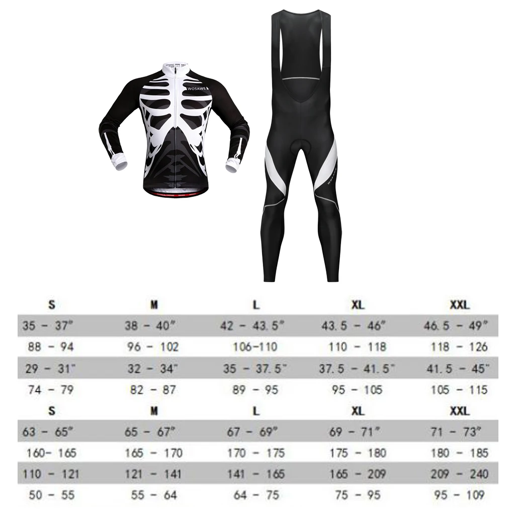 

Unisex Professional Breathable Outdoor Sports Long Sleeve Cycling Jersey and 3D Padded Braces Tights Bib Men Women