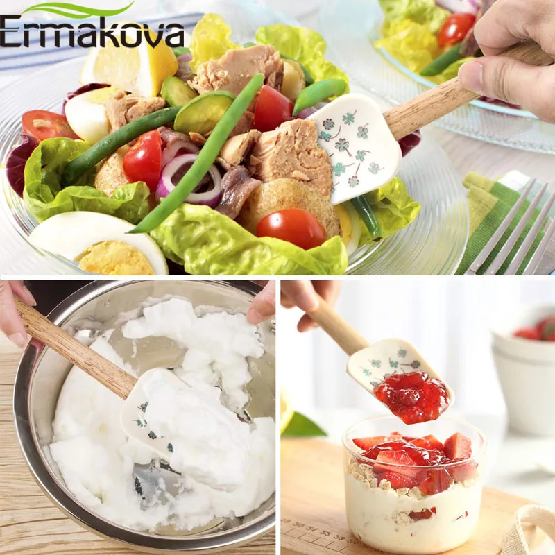 Ермакова 3 шт. длинный силиконовый шпатель силиконовая ложки для выпечки щетка с