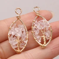 natural stone gem marquise clear quartz tree of life pendant handmade crafts diy necklace earrings jewelry accessories gift make