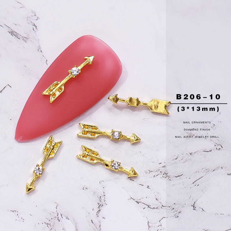 B206-10 10 шт./лот, Золотой 3D сплав, украшение для ногтей, 3d жемчуг, металлические украшения для ногтей, аксессуары для красоты ногтей, японский ретро маникюр, амулеты - Цвет: B206-10