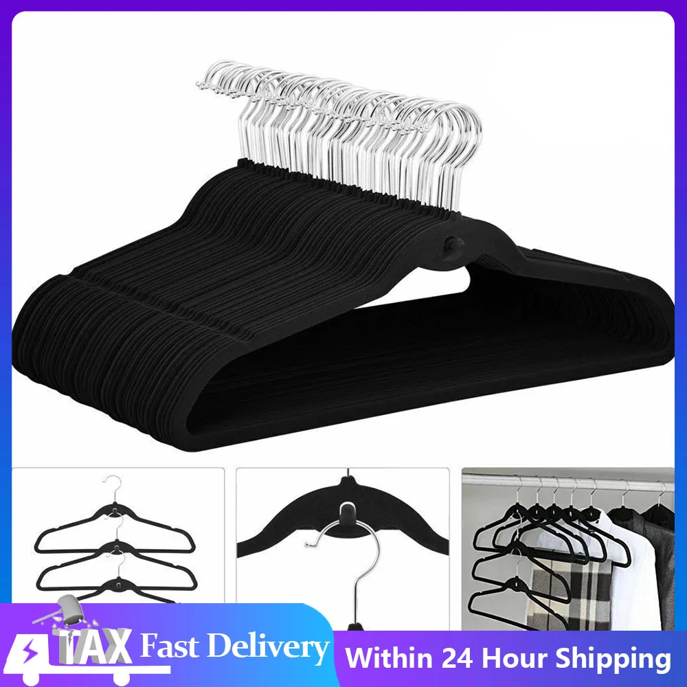Черный бархат вешалка для одежды складная Вельветовая пальто Non slip Флокирование