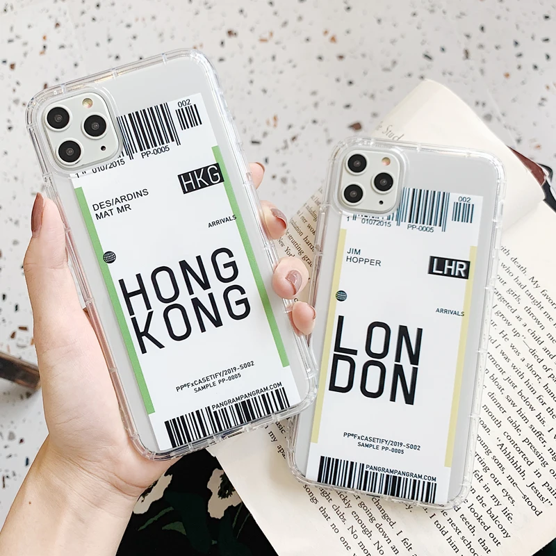 KEXIN Funny Travel Label Country Phone Case For iPhone 11 Pro XS MAX XR X 7 8 Plus Flight Ticket Letter Soft Silicone Back Cover |