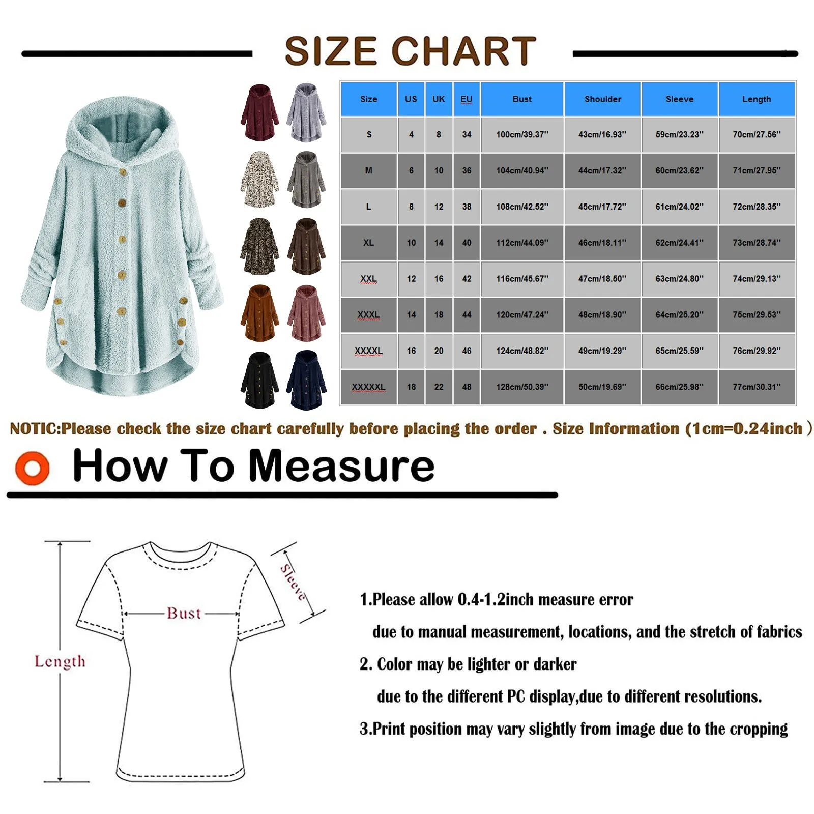 Женское плюшевое пальто на пуговицах Свободный кардиган оверсайз с капюшоном