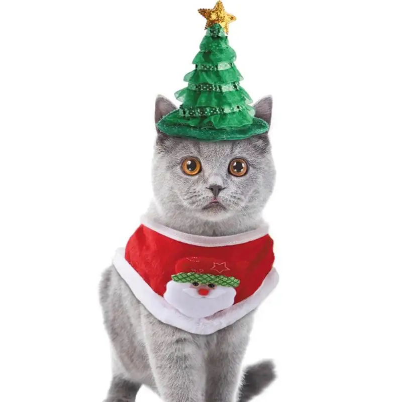

Pet Christmas Hat and Bib Set for Dogs Christmas Festival Hat and Scarf Set Christmas Pet Decoration Beautiful Xmas Gifts