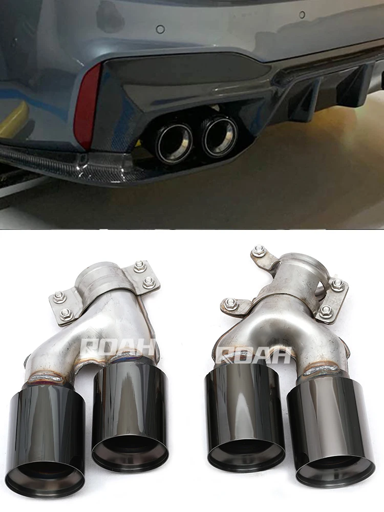 

M5 540 530 A Pair Tail Exhaust Pipe Outlet Muffler Cover For BMW 5 Series G30 G38 2018 2019 2020 2021 Black Silver Stainless
