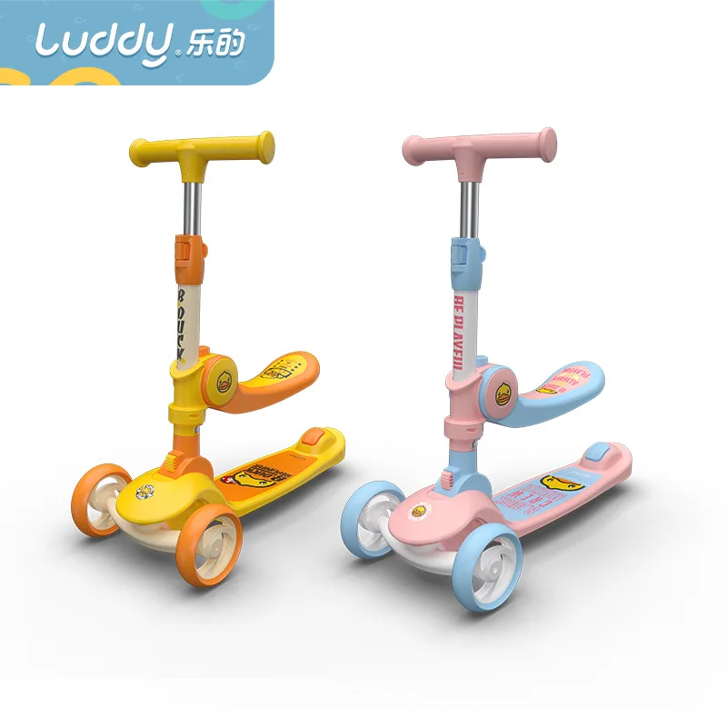 LUDDY B.duck Little Yellow Duck Children's Scooter 1-13 Years Old Children Can Mount A Sliding Scooter Folding Tricycle