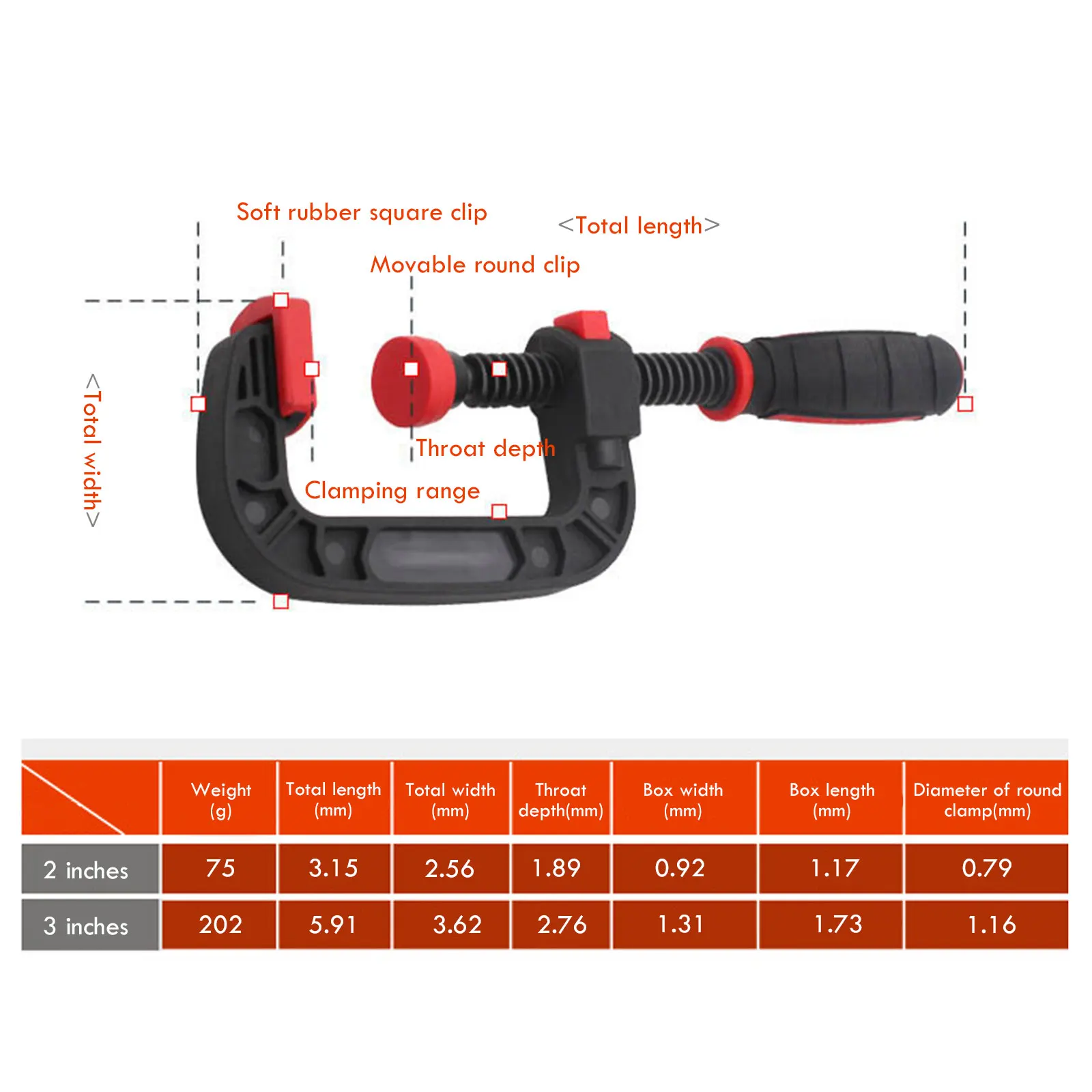 

Quick Release Clamp Plastic G Wood Clamp 2"3" C-clamp For Wood Working C Clamps Tools
