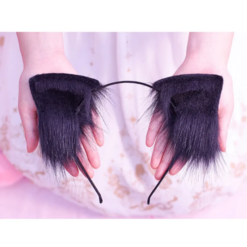 

New Lolita Cosplay headdress folding cat ear headband handmade cute KC animal hairpin suitable for girl hair accessories