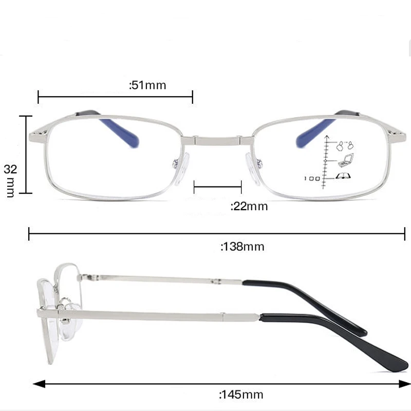 Портативные складные очки для чтения с защитой от синего света умные зумом