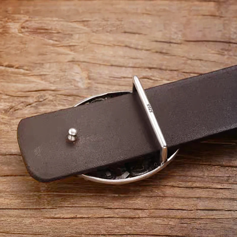 Мужская Ретро пряжка ремня из стерлингового серебра S925 с двойным драконом |