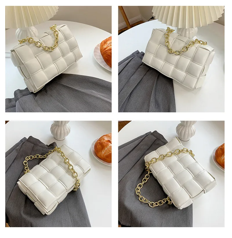 

Women Crossbody Bag Weave Flap Bags For Women 2020 Quality Leather Thick Chain Shoulder Messenger Bags Female Handbag And Purse
