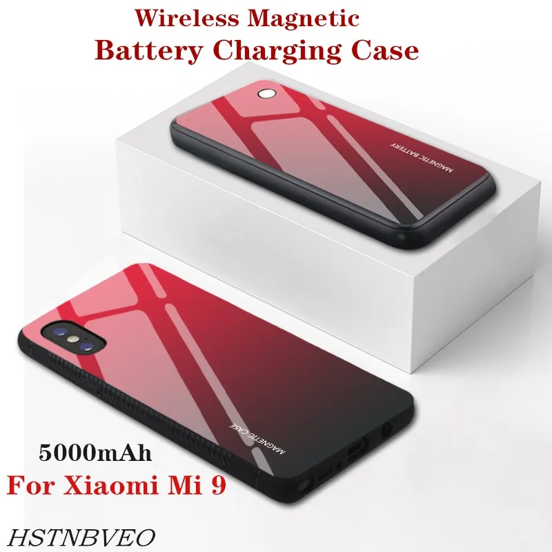 

Wireless Magnetic Battery Charger Case For Xiaomi Mi 9 Battery Case Portable Tempered Glass Power Bank Battery Charging Case