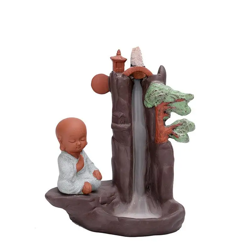 

The Little Monk Backflow, благовония, горелка, керамический дым, водопад, держатель для благовоний, ароматерапия, Будда, украшение буддистское Кадило