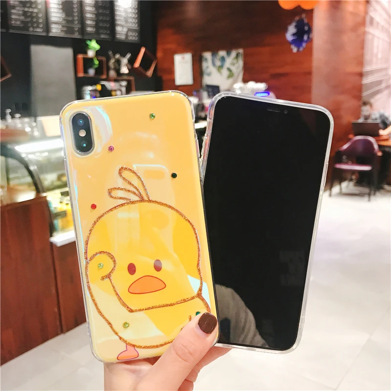 Мягкий силиконовый чехол из ТПУ для iPhone 11 Pro Xs Max X XR 6 6s 7 8 Plus блестящий милый