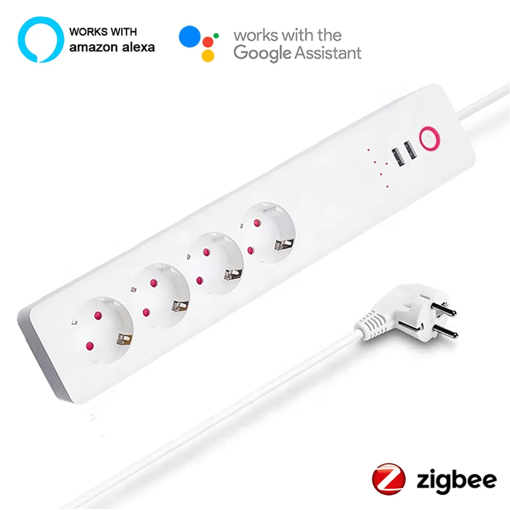 Tuya Zigbee ЕС розетка 16A Смарт Мощность полоса штекер удлинитель с 4 вилки переменного