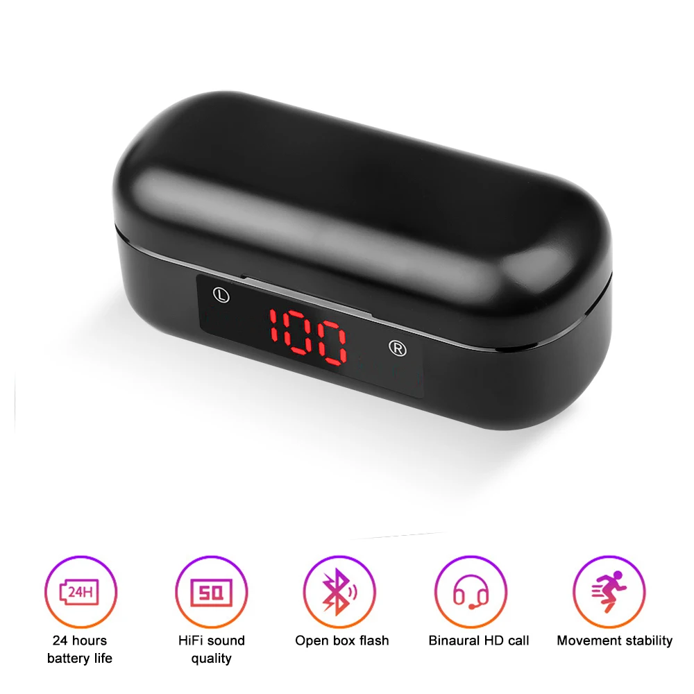TWS беспроводные наушники 5 0 Bluetooth вкладыши IPX5 водонепроницаемые спортивные 7D