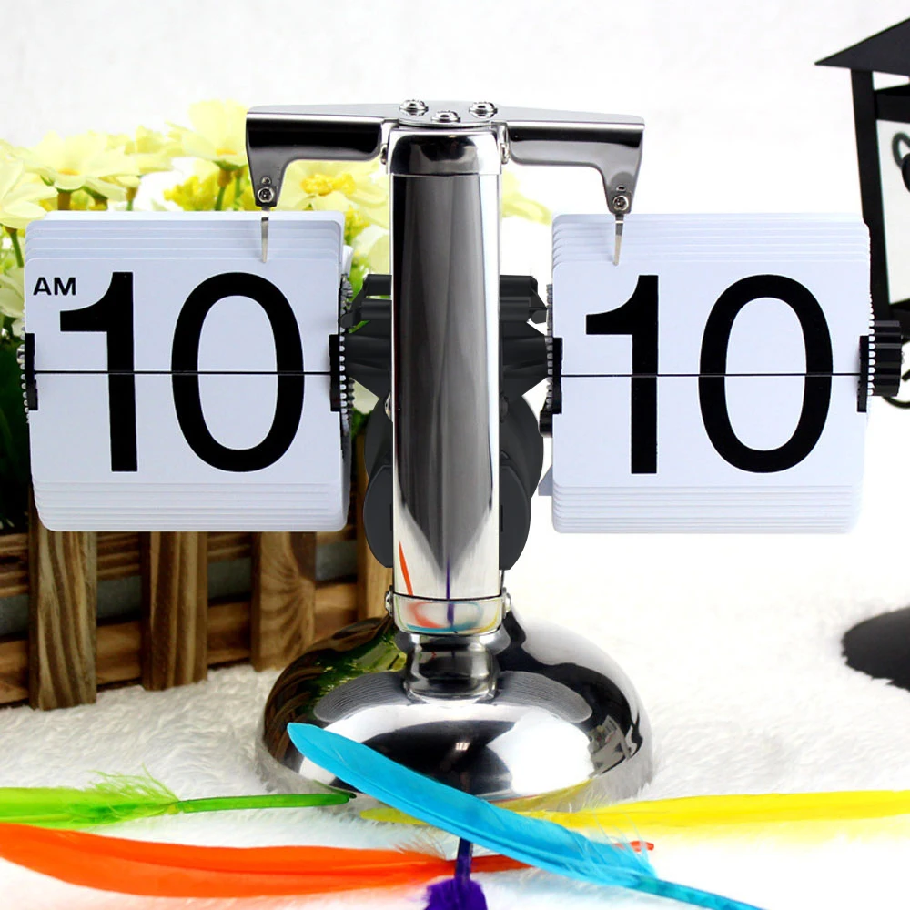 Ретро весы настольные часы Флип-часы из нержавеющей стали с внутренним приводом