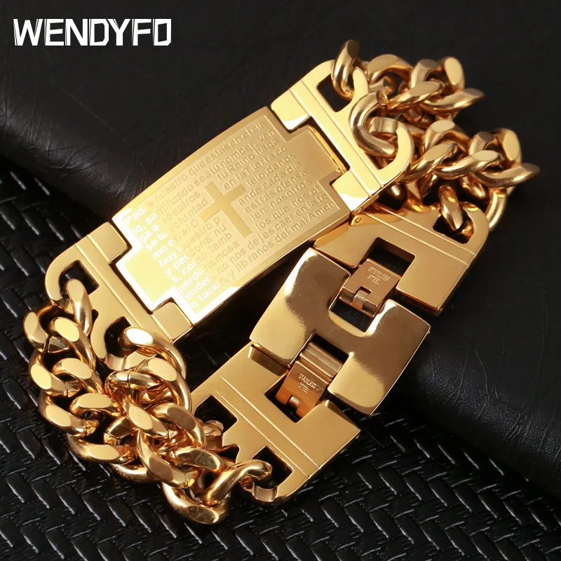 Мужской браслет WENDYFO из нержавеющей стали в стиле панк | Украшения и аксессуары