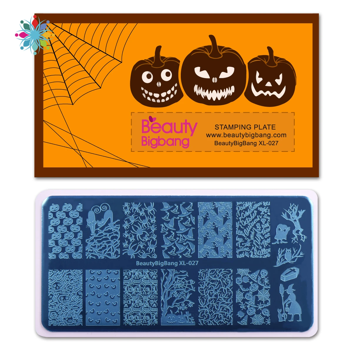 Пластина для стемпинга ногтей с изображением тыквы ведьмы Хэллоуина паука