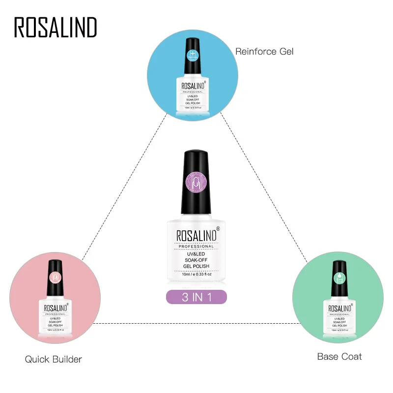 ROSALIND УФ-гель для ногтей One Step Builder Gel Poly наращивания маникюра без базового набора