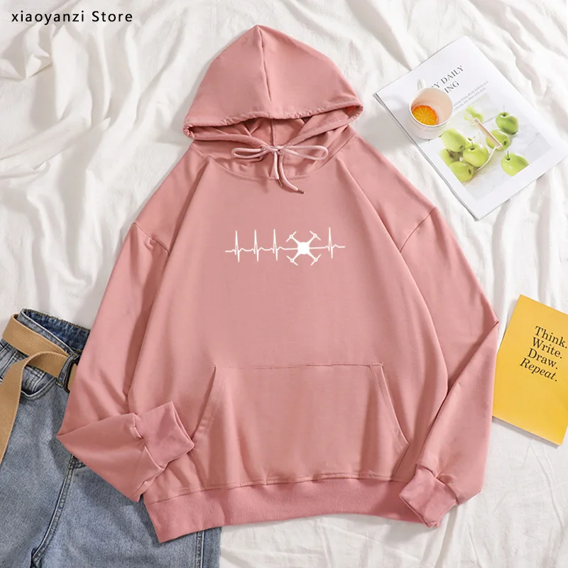 

evolution ekg heartbeat drohne drone cotton women hoodies new style girls sweatshirts pilot sportswear pullovers