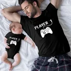 Плеер 1 плейер 2Гб одинаковая семейная одежда Одежда для детей и родителей футболки для папы Мальчик топы матч игроков рубашки одежда для всей семьи