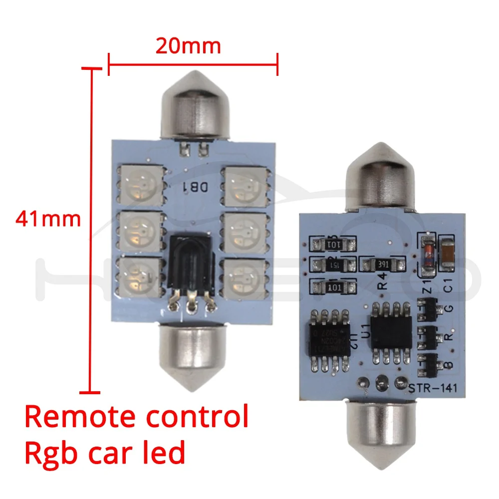 2X c5w авто Led RGB 5050 6SMD 41 мм Festoon Dome Автомобильный Дверной светильник с дистанционным