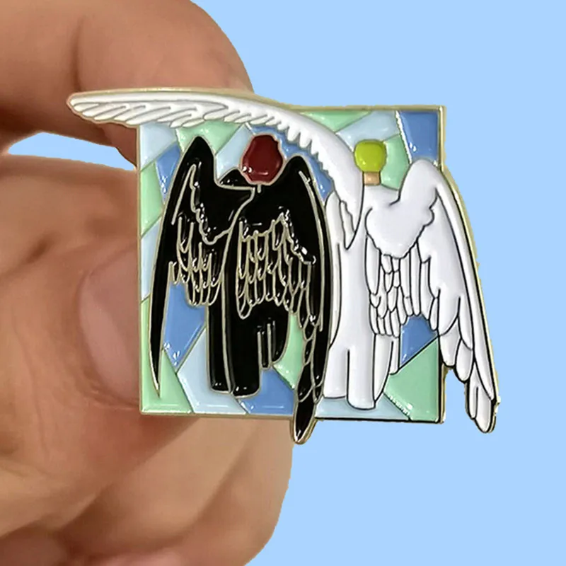 

Good Omens Ineffable Angel Wings Brooch Pins Enamel Metal Badges Lapel Pin Brooches Jackets Jeans Fashion Jewelry Accessories