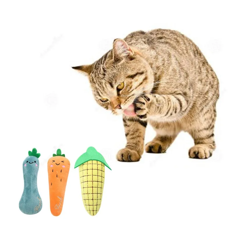 

Dog Chew Toy Cat Plush Toys Vegetable Series Contain Cat Mint Sounding Puppy Fruit Vegetable Bite-Resistant Clean Dog Chew Toys