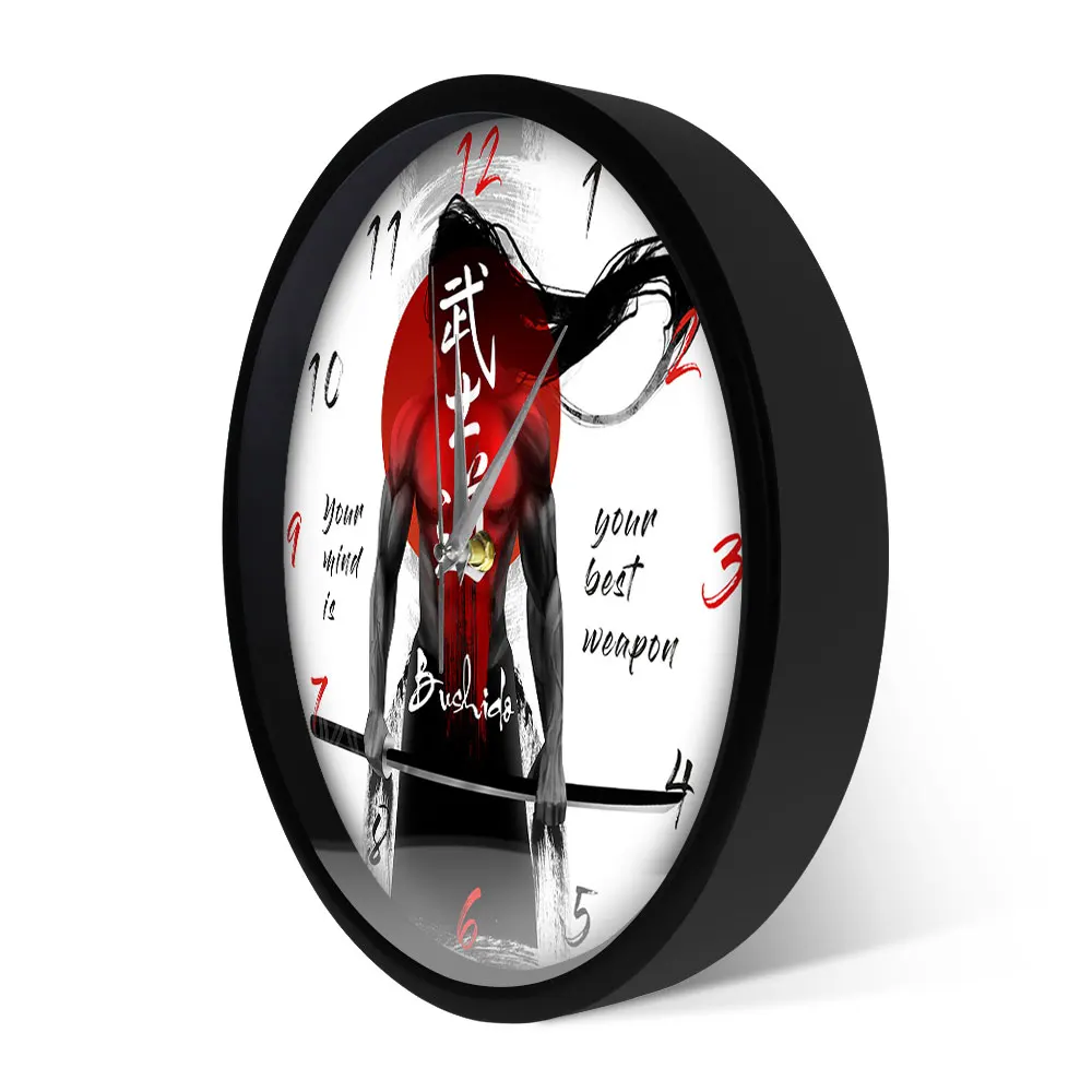 Самураи с мечом Катана японская каллиграфия Бусидо настенные часы боевые