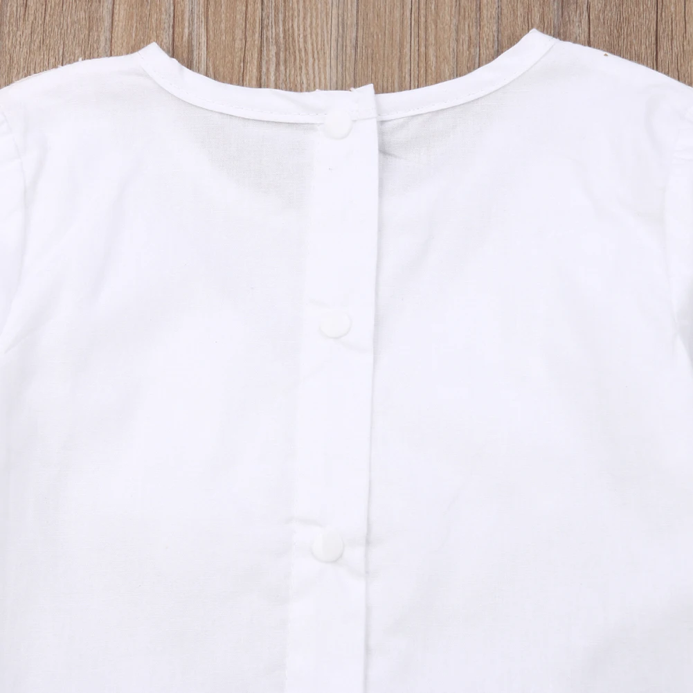 Комплекты одежды для маленьких девочек белые топы с длинными рукавами и оборками