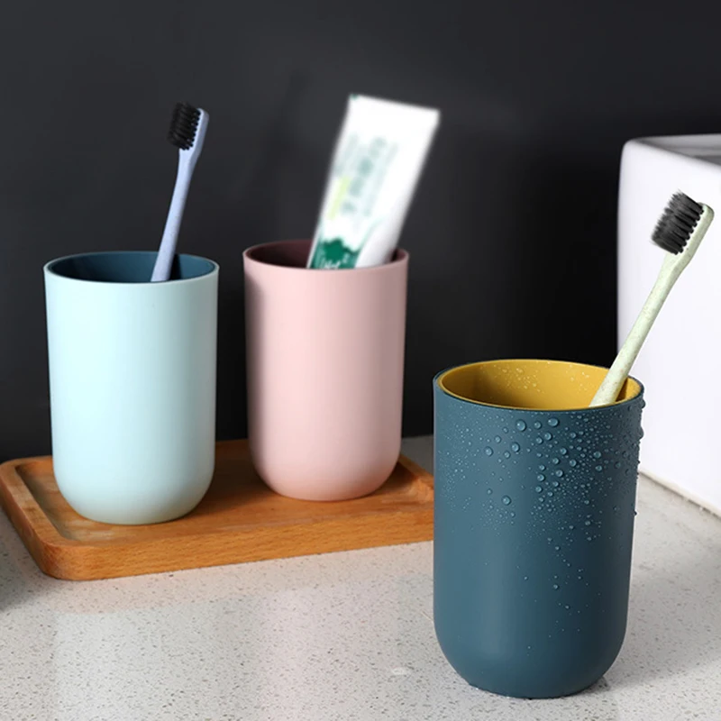

Couple Brushing Cup Plastic Water Cup Household Plain Cup Home Modern Simple Double Thicken Mouth Cup