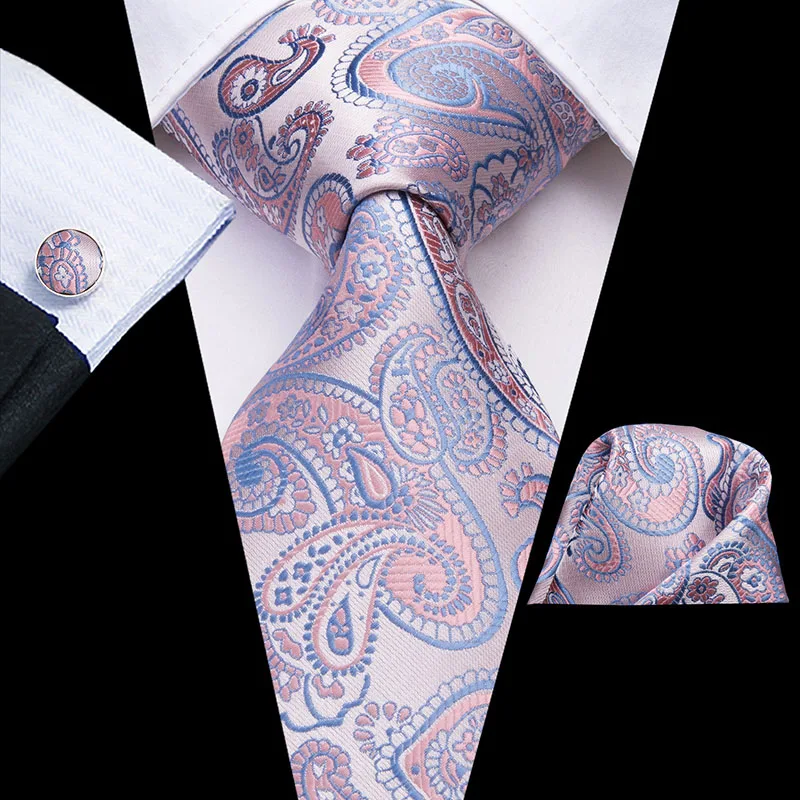 Hi-Tie Роскошные Цветочные Пейсли галстуки для мужчин мужские Desigenr красный зеленый снег Галстуки для рождества взрослый шелковый галстук Hanky запонки галстук набор