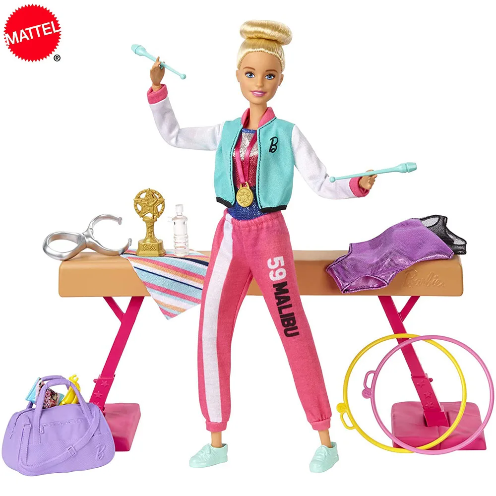 

Кукла гимнастическая Mattel Барби с функцией подвижки, набор аксессуаров для одежды, спортивный игровой домик, детские игрушки, подарок для де...
