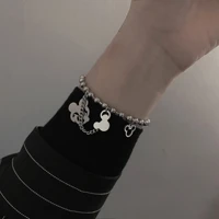 hip hop anime bracelets cute mouse pendant vintage round bead chain cartoon punk charm fashion jewelry 2022 new party gifts