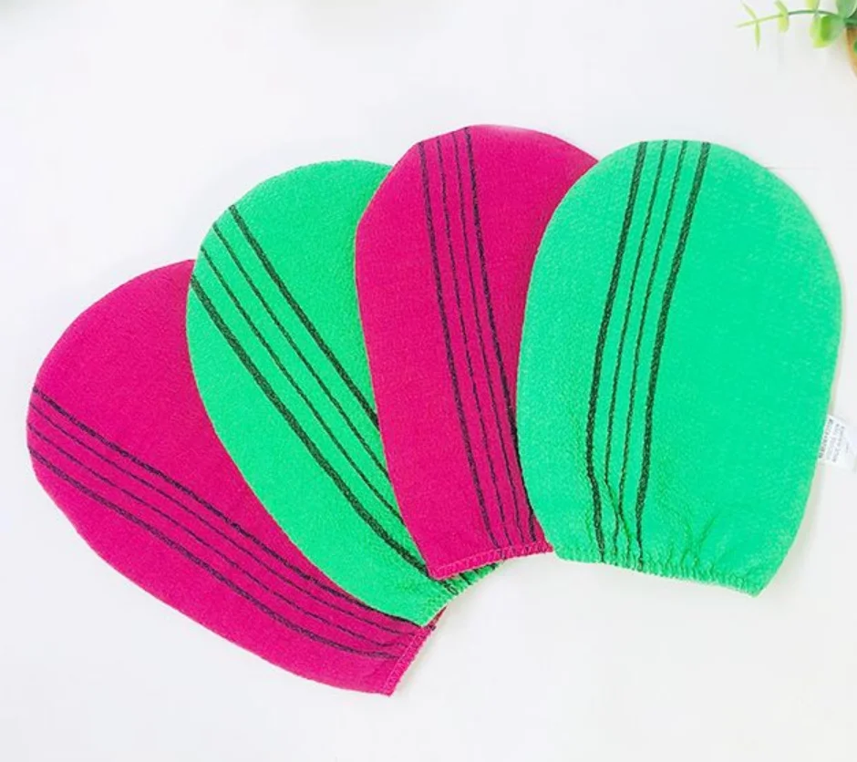 2PC Red Green Korean Italy Exfoliating Body-Scrub Towel Glove Smooth Skin Extreme Comfort Shower Bath Cleaner Exfoliating Towel