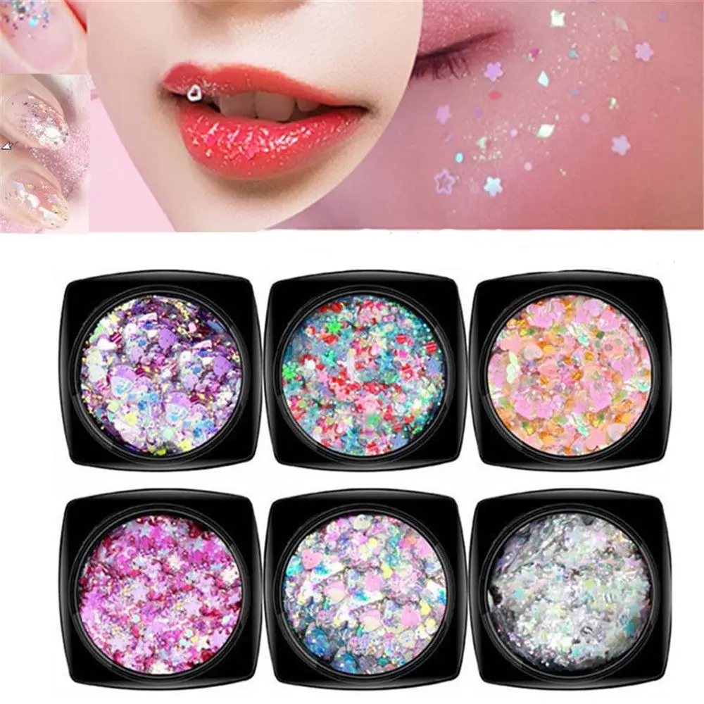 Красочные Блестки для ногтей УФ-гель Сердце Звезда лак Блестящий Порошок сделай