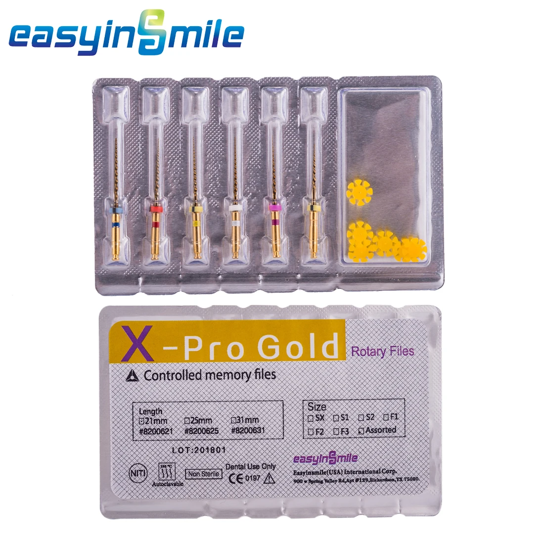 EASYINSMILE стоматологический Поворотный X Pro золото напильники конической формы