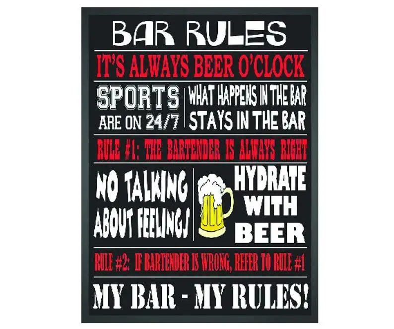 

BAR RULES Retro Vintage style Metal sign plaque man cave shed bar pub