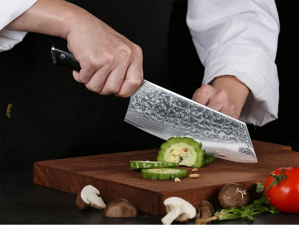 TURWHO 7,5 дюймов разделочный нож VG-10 дамасской стали китайские кухонные ножи очень острый нож шеф-повара овощной нож G10 Ручка