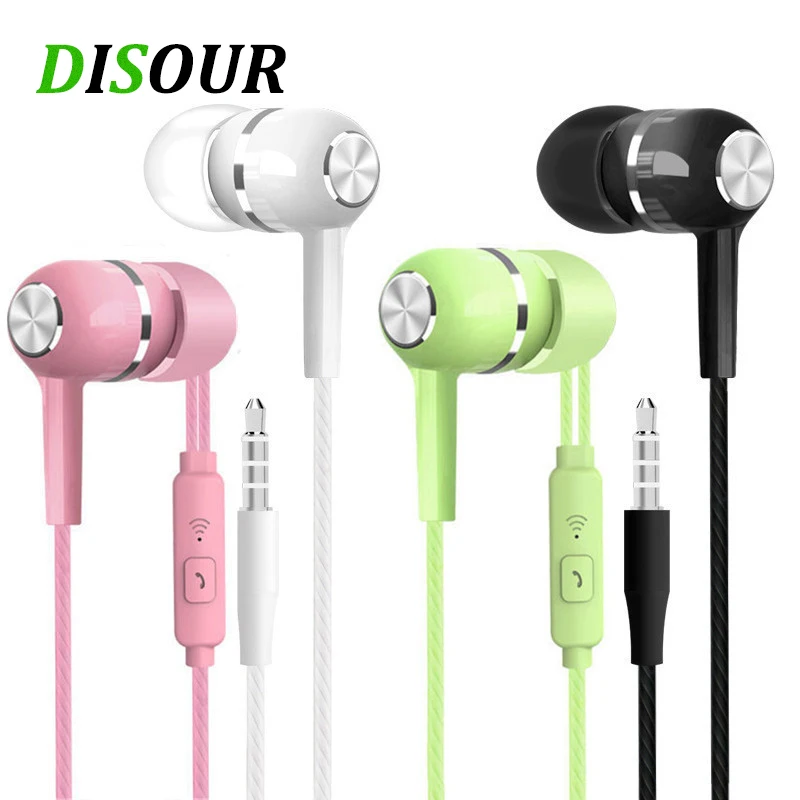 

DISOUR 3.5MM In-Ear Earbuds ​Quad Core Dynamic Headset HiFi Wired Earphone Cute With Microphone For Xiaomi Samsung Huawei iPhone