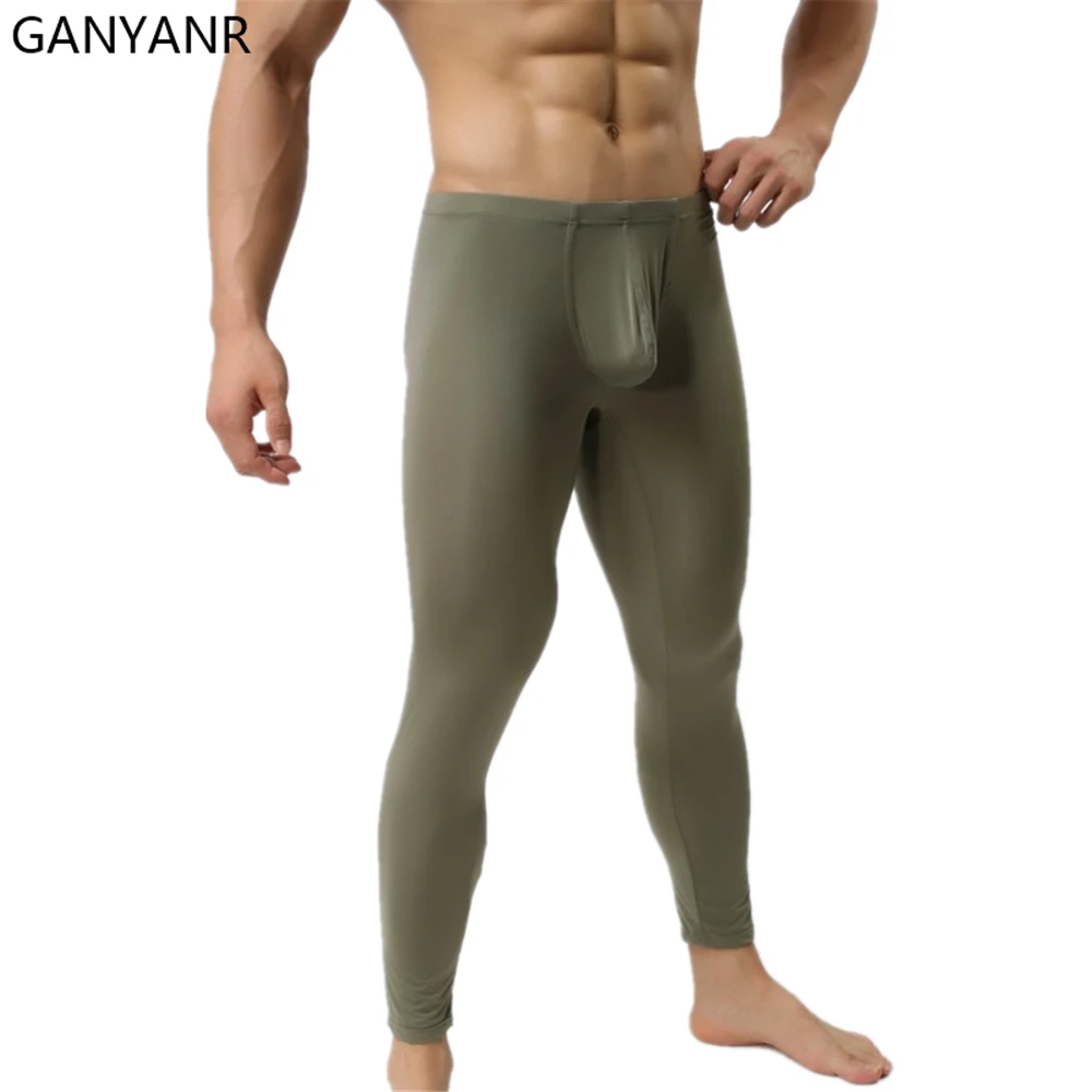 GANYANR Running Tights Men Compression Leggings Gym Sportswear Fitness Sport Pants Sexy Basketball Jogging Exercise Athletic