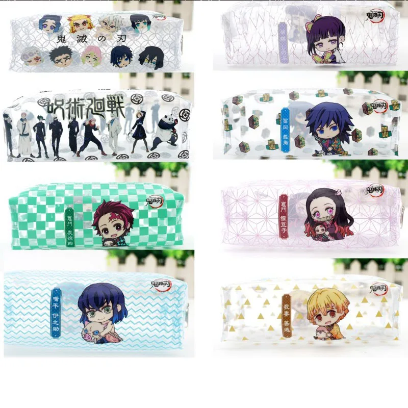 

Anime Pencil Bags Demon Slayer Jujutsu Kaisen Transparent Pencil Cases Student Stationery School Supplies Cartoon Pencil Bag