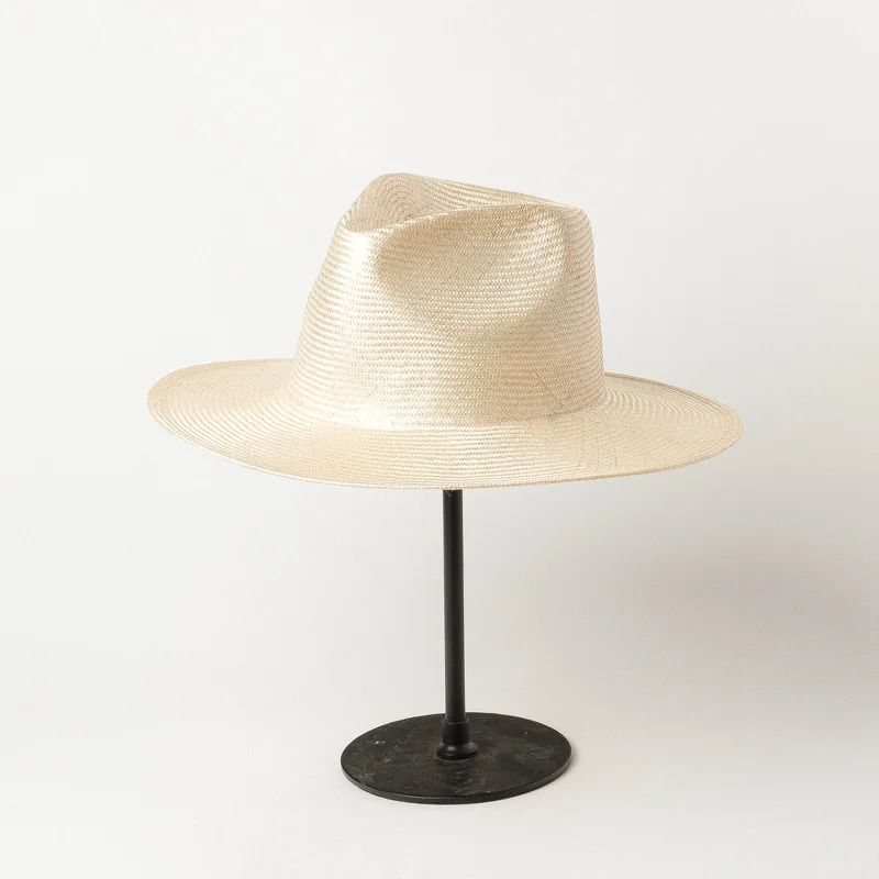 

European American Spring Summer Leisure Simple Light Board Jazz Sun Hat Fro Men Women Outdoor Travel Sunscreen Sisal Straw Hat