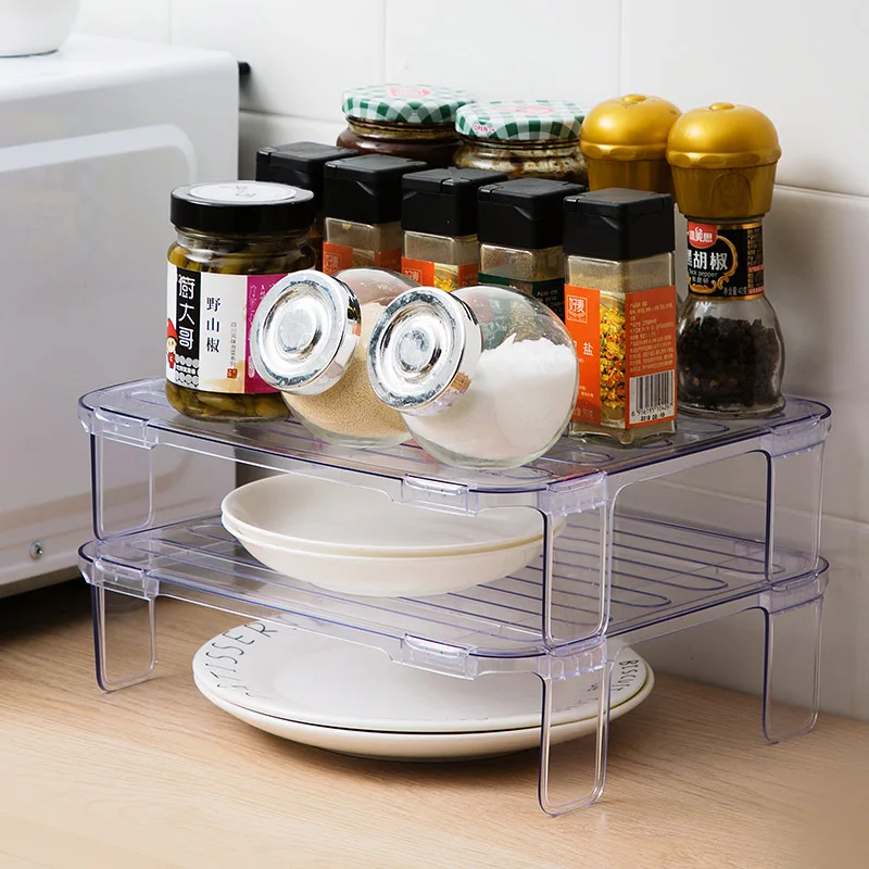 Двухуровневая кухонная стойка полки для ящиков холодильника шкафа