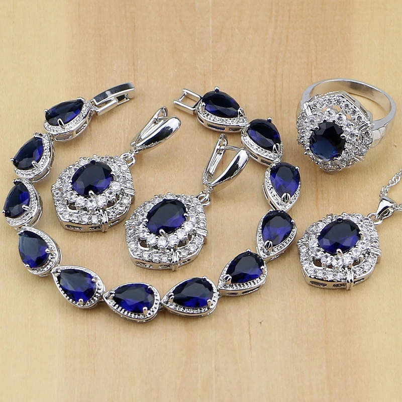 Комплект из колье серёг кольца и браслета серебра 925 пробы|jewelry sets for women|silver jewelry