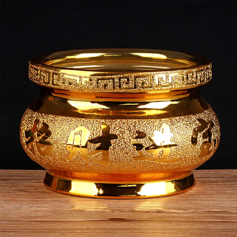 Курильница с древесным углем в форме лотоса золотой Тибетский держатель