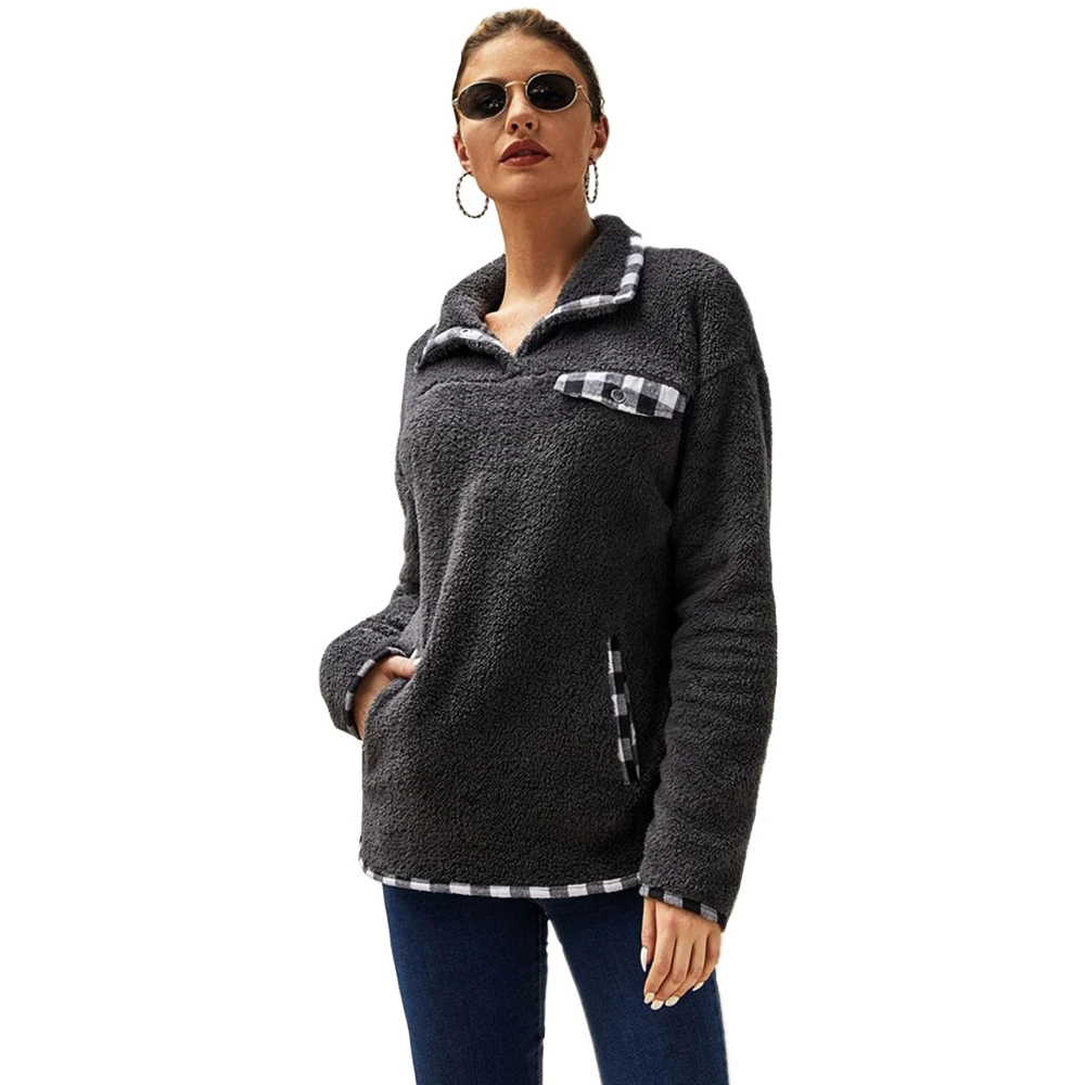 

Женский толстый свитер, бархатный клетчатый свитер с высоким воротником, свободный свитер на осень и зиму, повседневный теплый пуловер, жен...