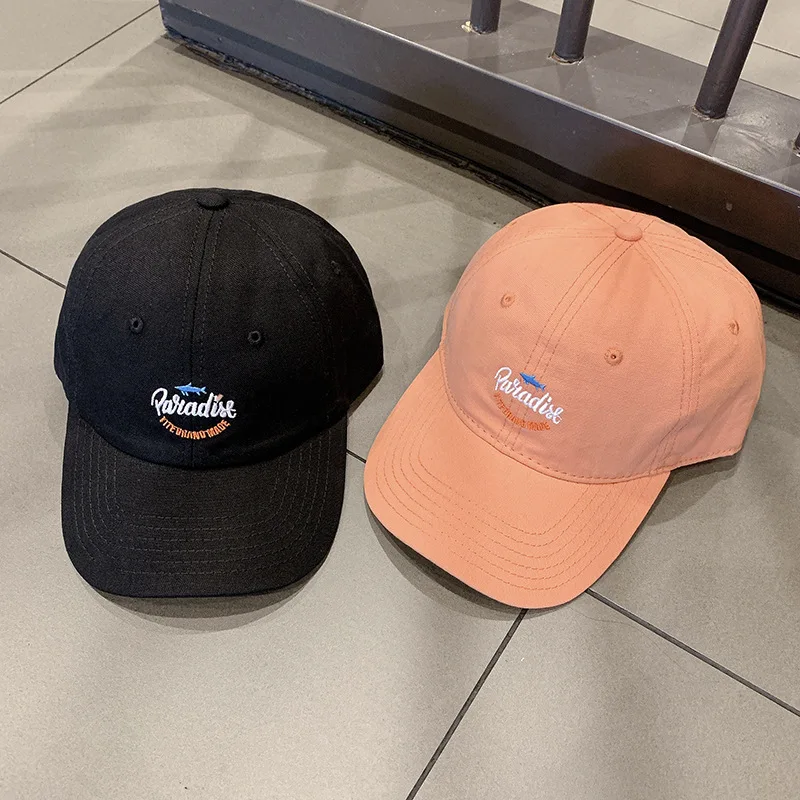 Baseball cap female Korean version wild fashion trend soft top letter embroidery big head is thin duck tongue hat male