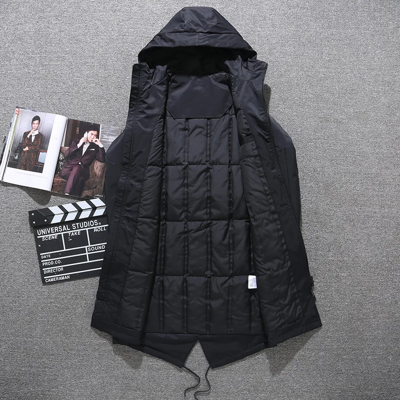 2019 зимняя длинная куртка на утином пуху мужские брендовые Толстые Мужские